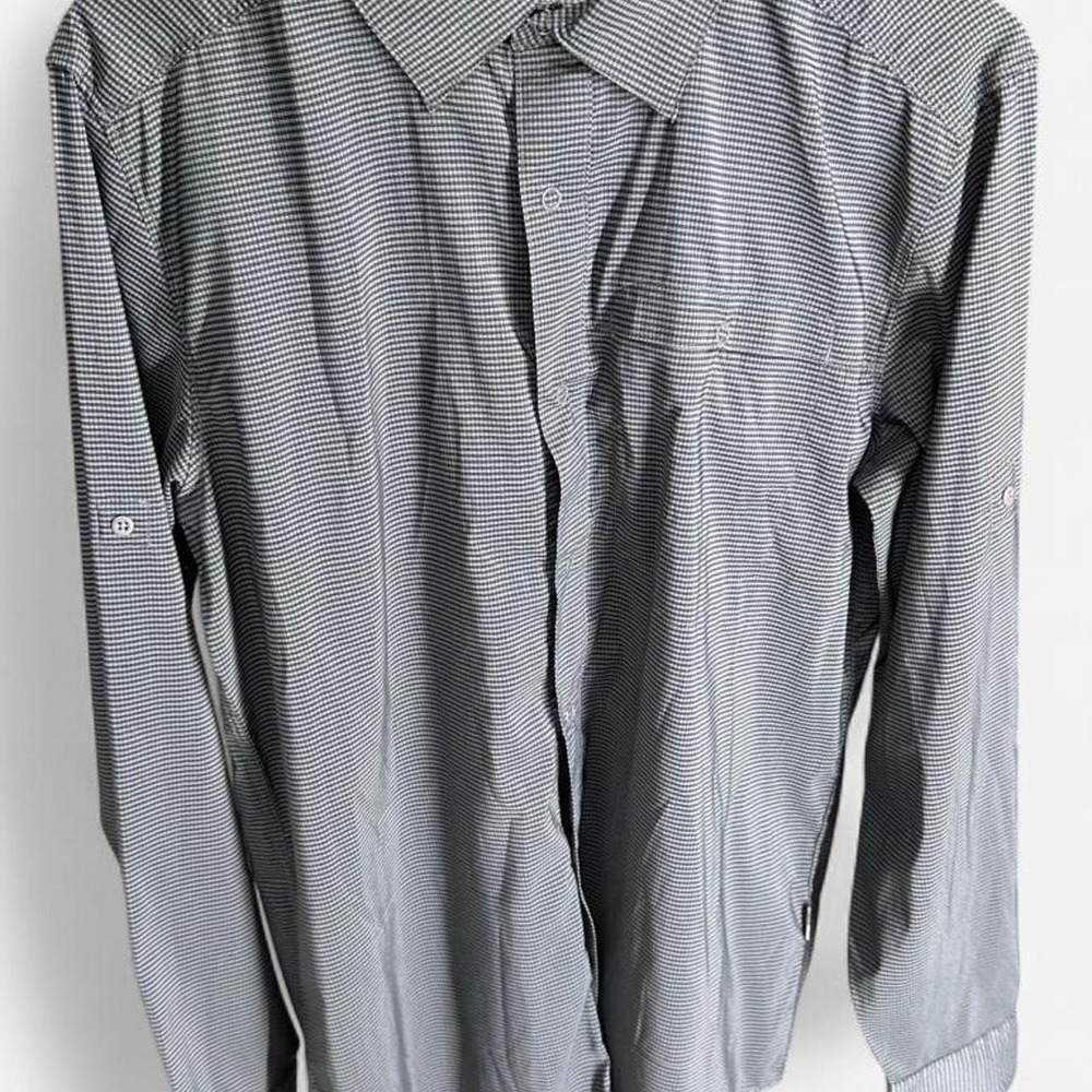 Swiss Tech Mens Black Check Roll Tab Long Sleeve Performance Shirt Small